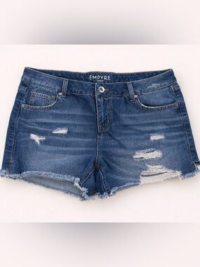Empyre “Emma Fit” Dark Blue Distressed Denim Cutoff Shorts - Relaxed fit